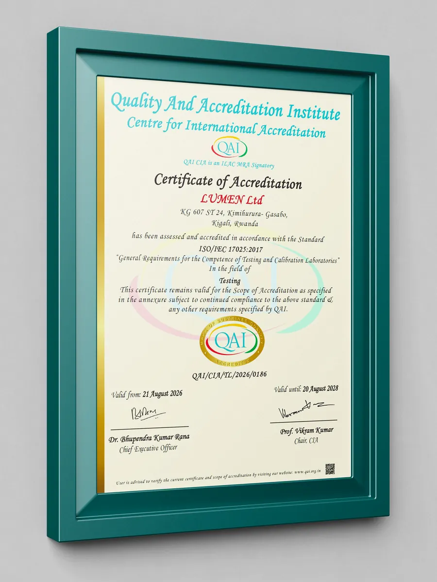 ISO/IEC 17025 Testing Laboratory certificate