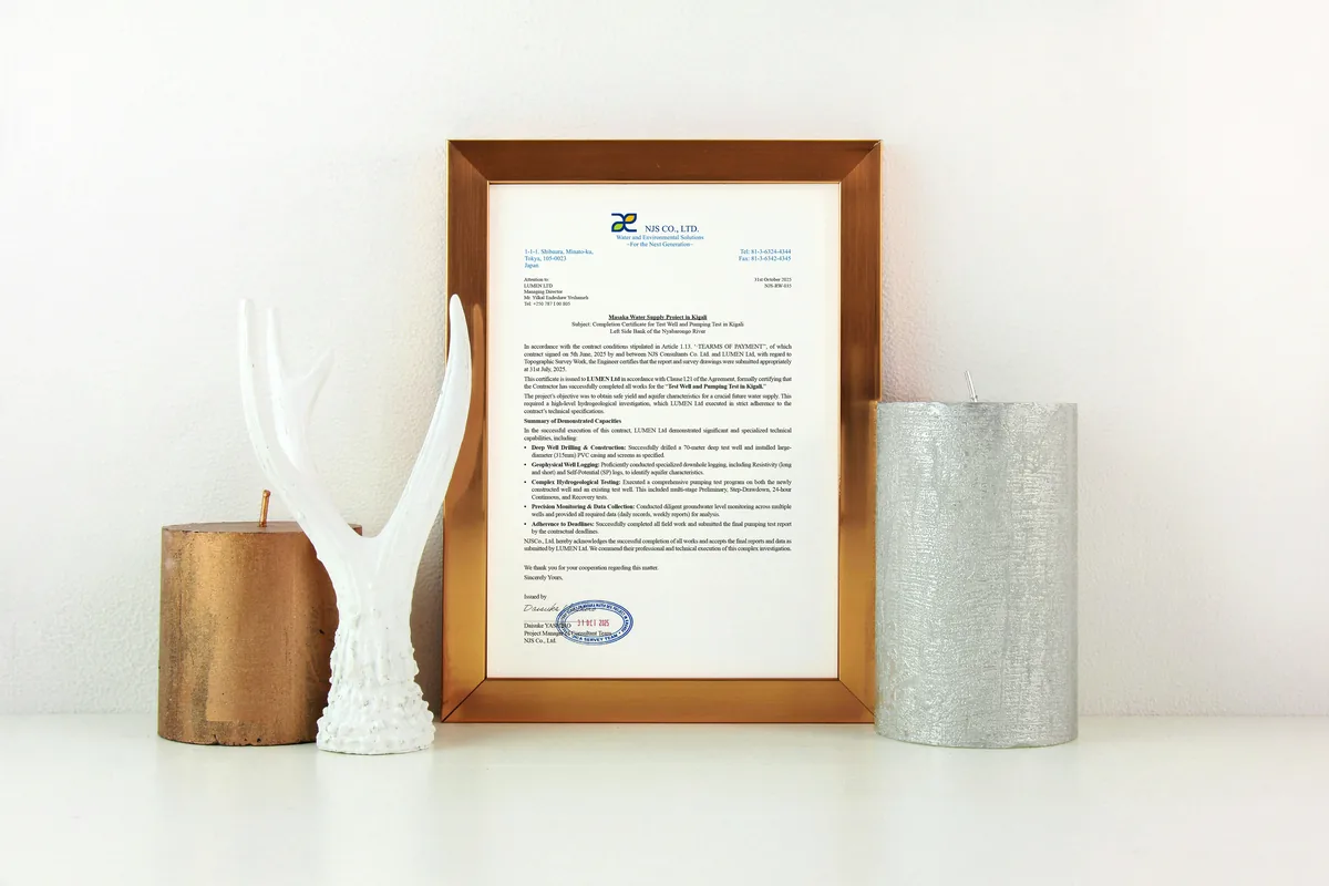 NJS CO Ltd certificate of completion