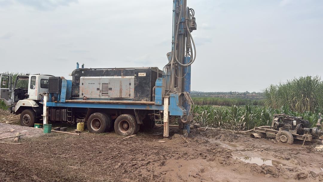Drilling rig at the Masaka test well site