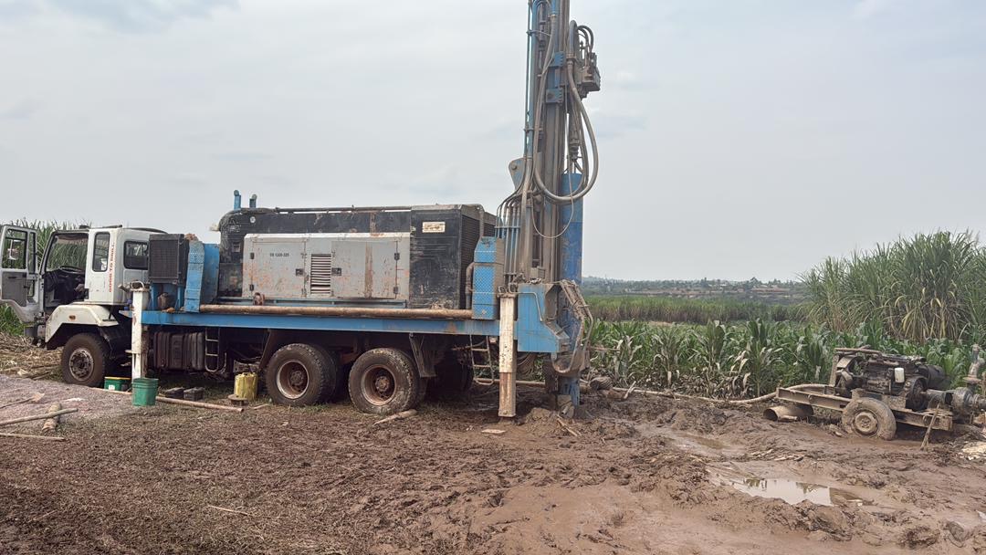 Drilling rig at the Masaka test well site