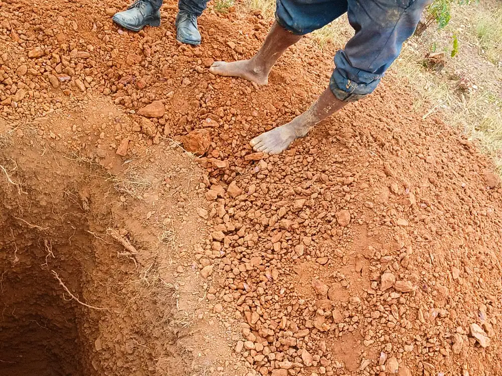 Trial pit exposing the laterite profile
